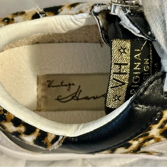 Girls Vintage Havana Black and Leopard Kids Sneakers - Picture 11 of 16